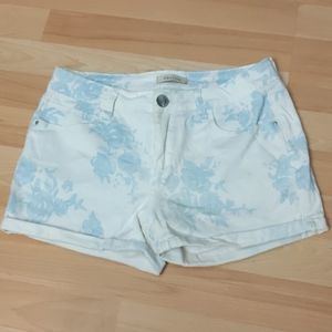 White with Blue Florals Shorts